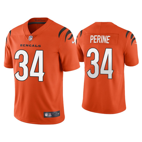 Men's Cincinnati Bengals #34 Samaje Perine 2021 New Orange Vapor Untouchable Limited Stitched Jersey
